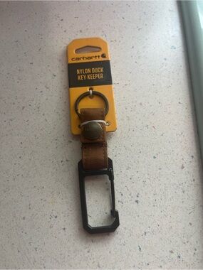 Carhartt Brown Nylon Duck Key Keeper with Black Carabiner Clip
